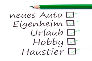 Checkliste Auto, Eigenheim, Urlaub, Hobby und Haustier